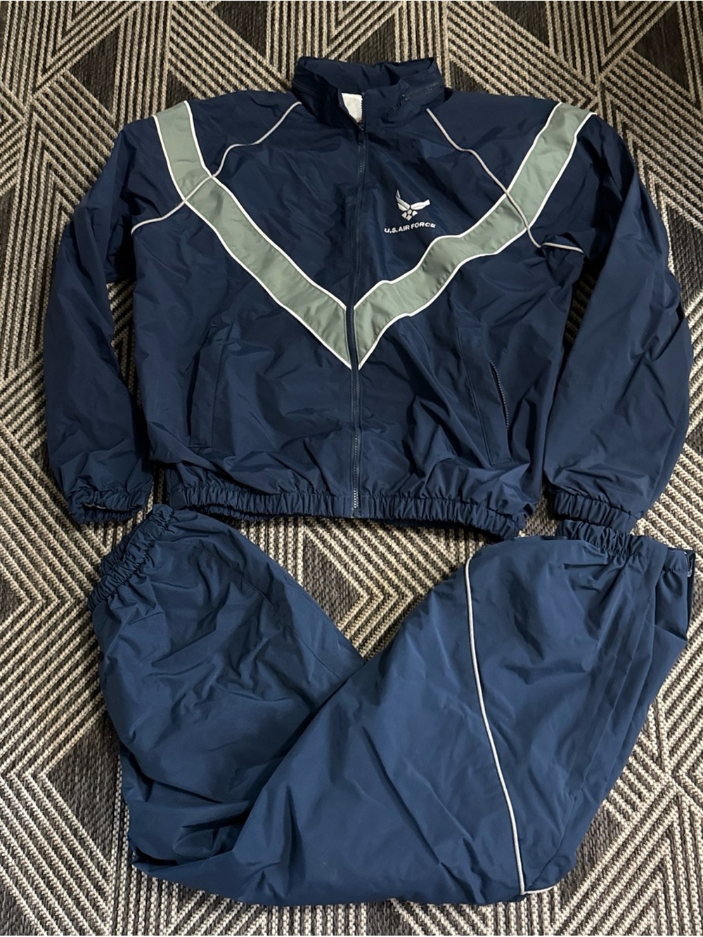 SKILCRAFT U.S. Air Force Nylon Tracksuit Set Blue Jacket & Pants Large
